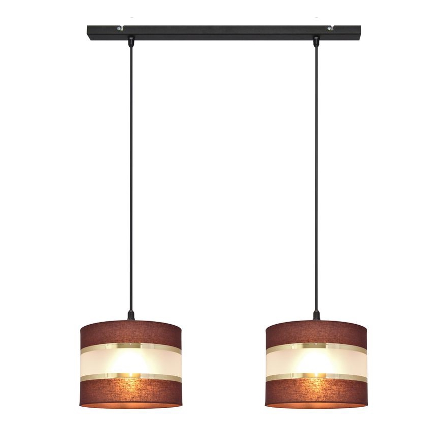 Lampadario a sospensione con filo HELEN 2xE27/15W/230V marrone/nero/oro