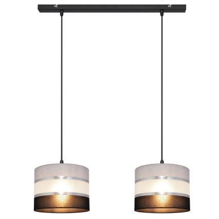 Lampadario a sospensione con filo HELEN 2xE27/15W/230V nero/grigio/argento