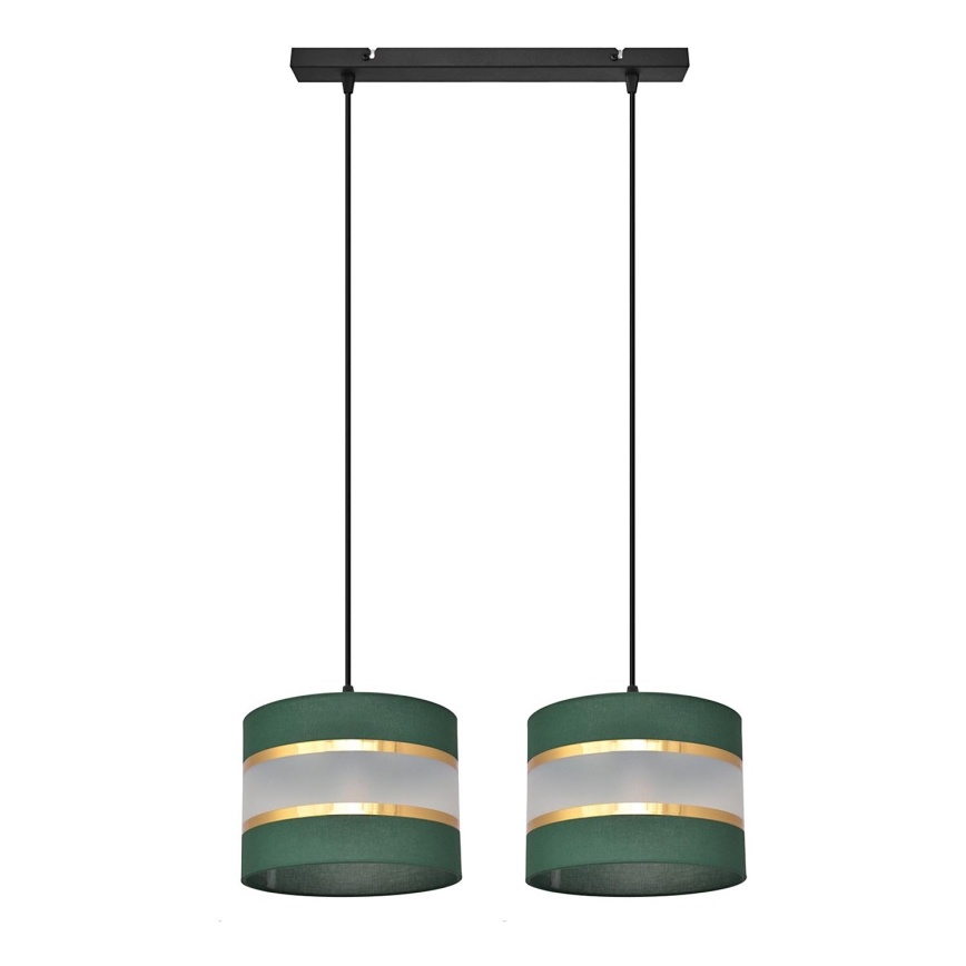 Lampadario a sospensione con filo HELEN 2xE27/15W/230V verde/oro