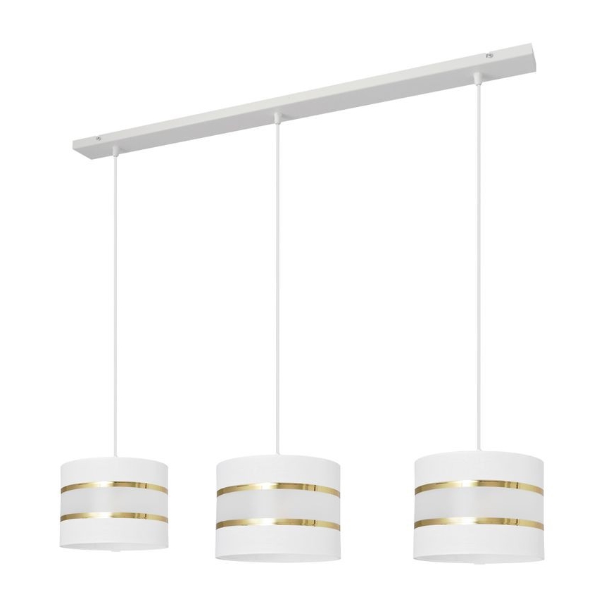 Lampadario a sospensione con filo HELEN 3xE27/15W/230V bianco/oro