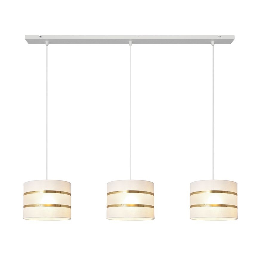Lampadario a sospensione con filo HELEN 3xE27/15W/230V bianco/oro