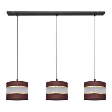 Lampadario a sospensione con filo HELEN 3xE27/15W/230V marrone/nero/oro