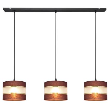 Lampadario a sospensione con filo HELEN 3xE27/15W/230V marrone/nero/oro