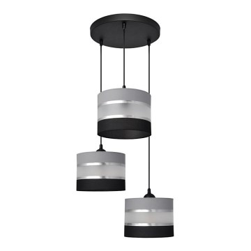 Lampadario a sospensione con filo HELEN 3xE27/15W/230V nero/grigio/argento
