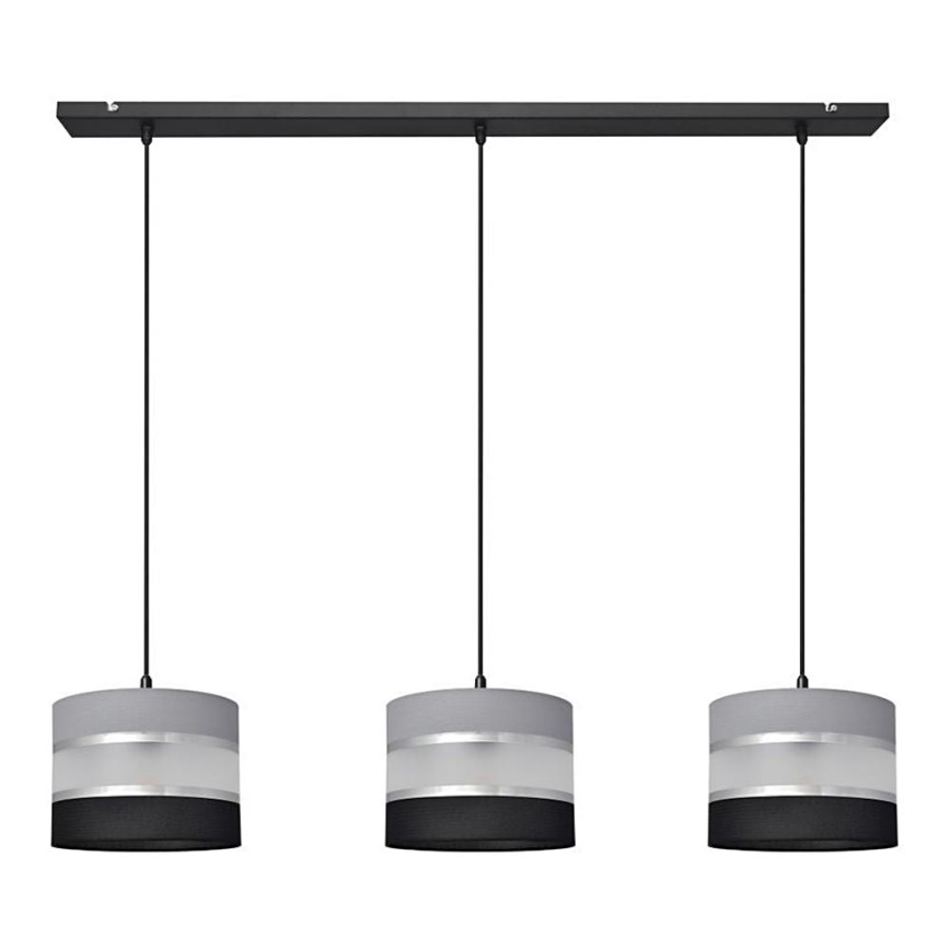 Lampadario a sospensione con filo HELEN 3xE27/15W/230V nero/grigio/argento
