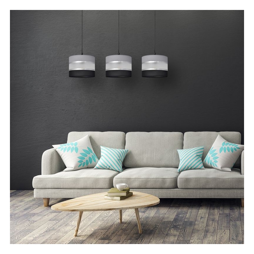Lampadario a sospensione con filo HELEN 3xE27/15W/230V nero/grigio/argento
