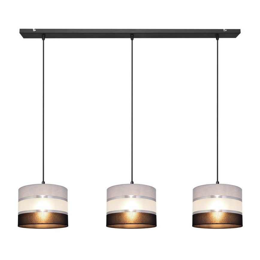 Lampadario a sospensione con filo HELEN 3xE27/15W/230V nero/grigio/argento