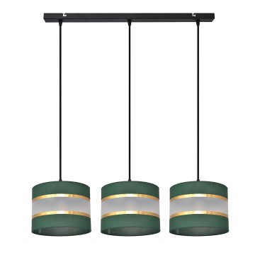 Lampadario a sospensione con filo HELEN 3xE27/15W/230V verde/oro