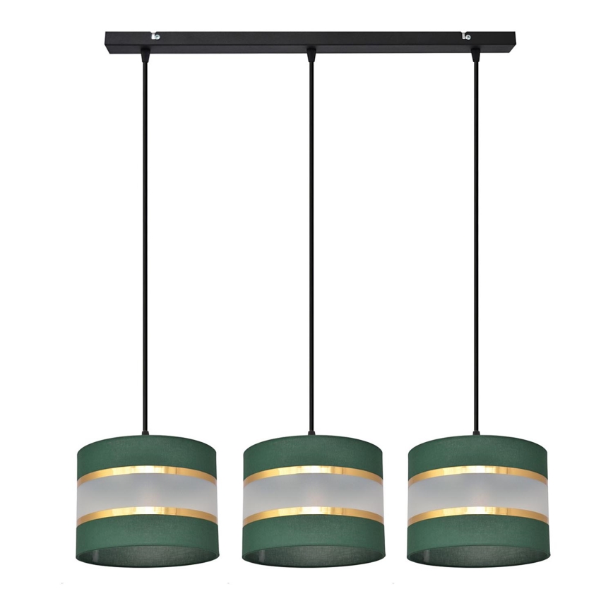 Lampadario a sospensione con filo HELEN 3xE27/15W/230V verde/oro