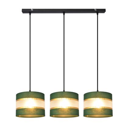 Lampadario a sospensione con filo HELEN 3xE27/15W/230V verde/oro