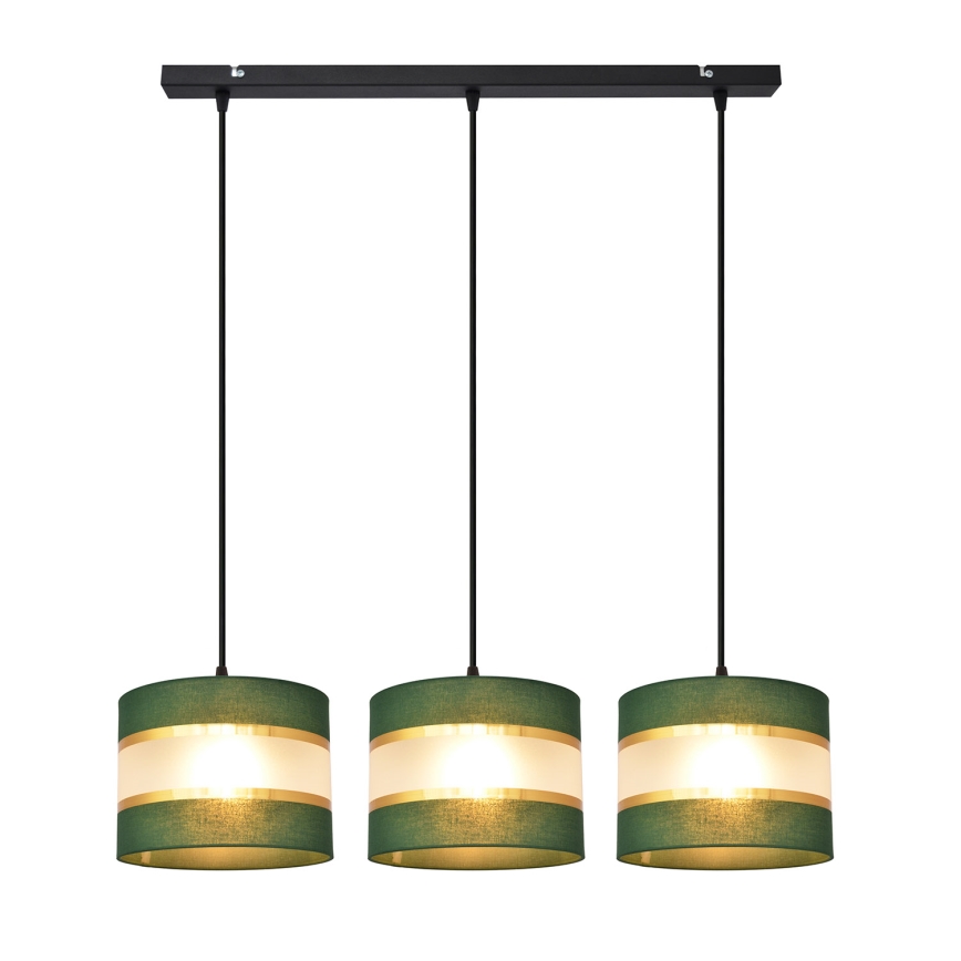 Lampadario a sospensione con filo HELEN 3xE27/15W/230V verde/oro
