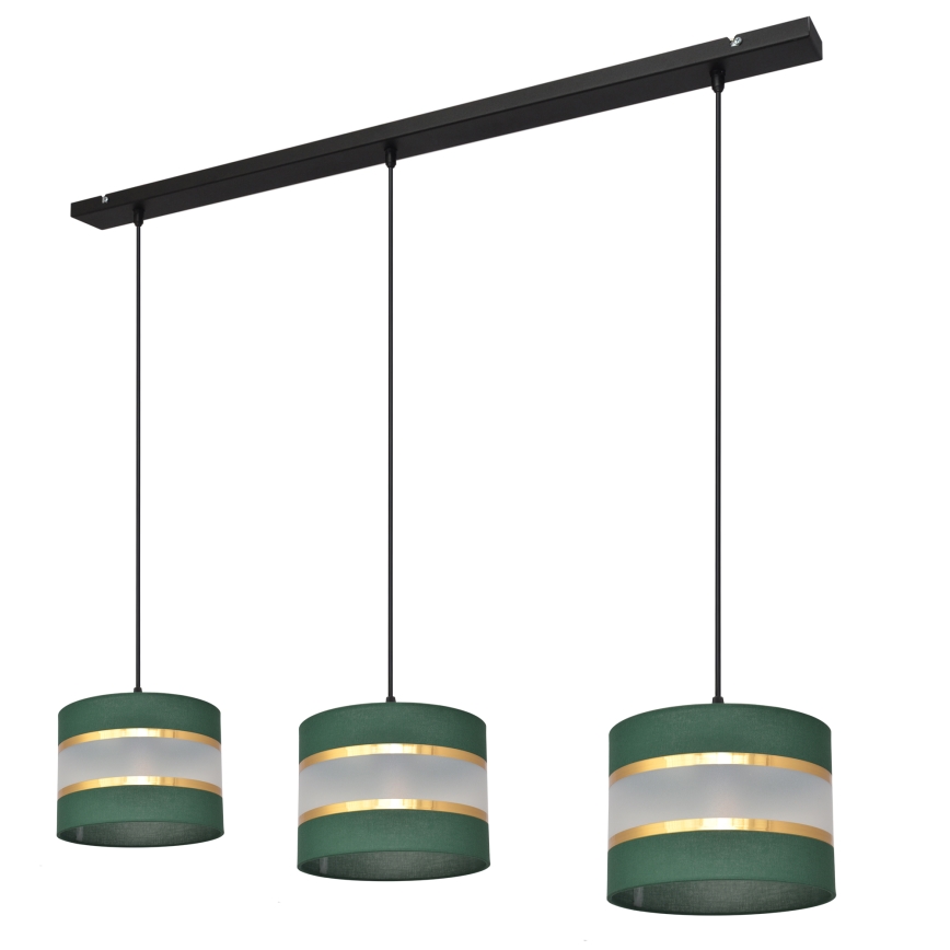 Lampadario a sospensione con filo HELEN 3xE27/15W/230V verde/oro