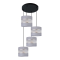 Lampadario a sospensione con filo HELEN 4xE27/15W/230V grigio/nero