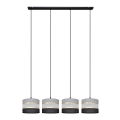 Lampadario a sospensione con filo HELEN 4xE27/15W/230V nero/grigio/oro