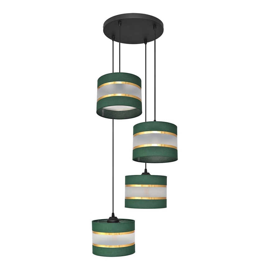 Lampadario a sospensione con filo HELEN 4xE27/15W/230V verde/oro