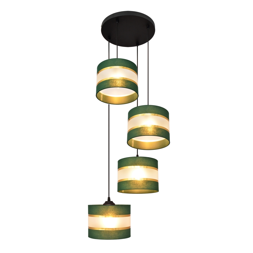 Lampadario a sospensione con filo HELEN 4xE27/15W/230V verde/oro