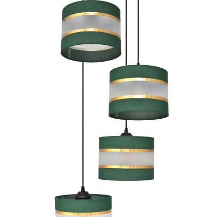 Lampadario a sospensione con filo HELEN 4xE27/15W/230V verde/oro