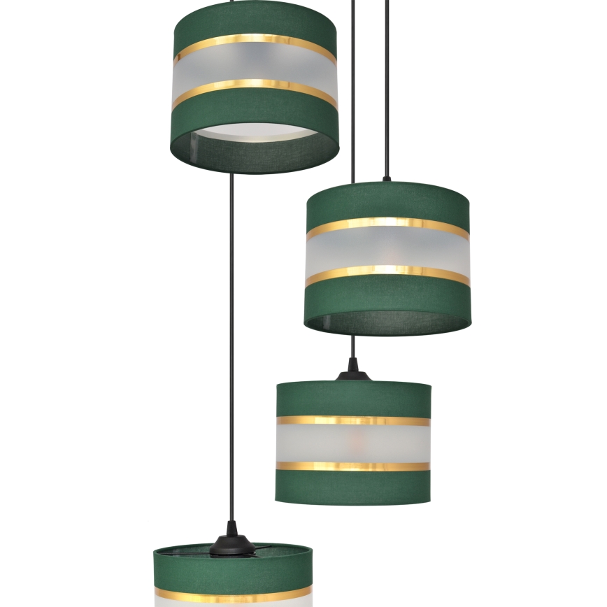 Lampadario a sospensione con filo HELEN 4xE27/15W/230V verde/oro