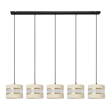 Lampadario a sospensione con filo HELEN 5xE27/15W/230V color crema/nero/oro