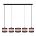 Lampadario a sospensione con filo HELEN 5xE27/15W/230V marrone/nero/oro