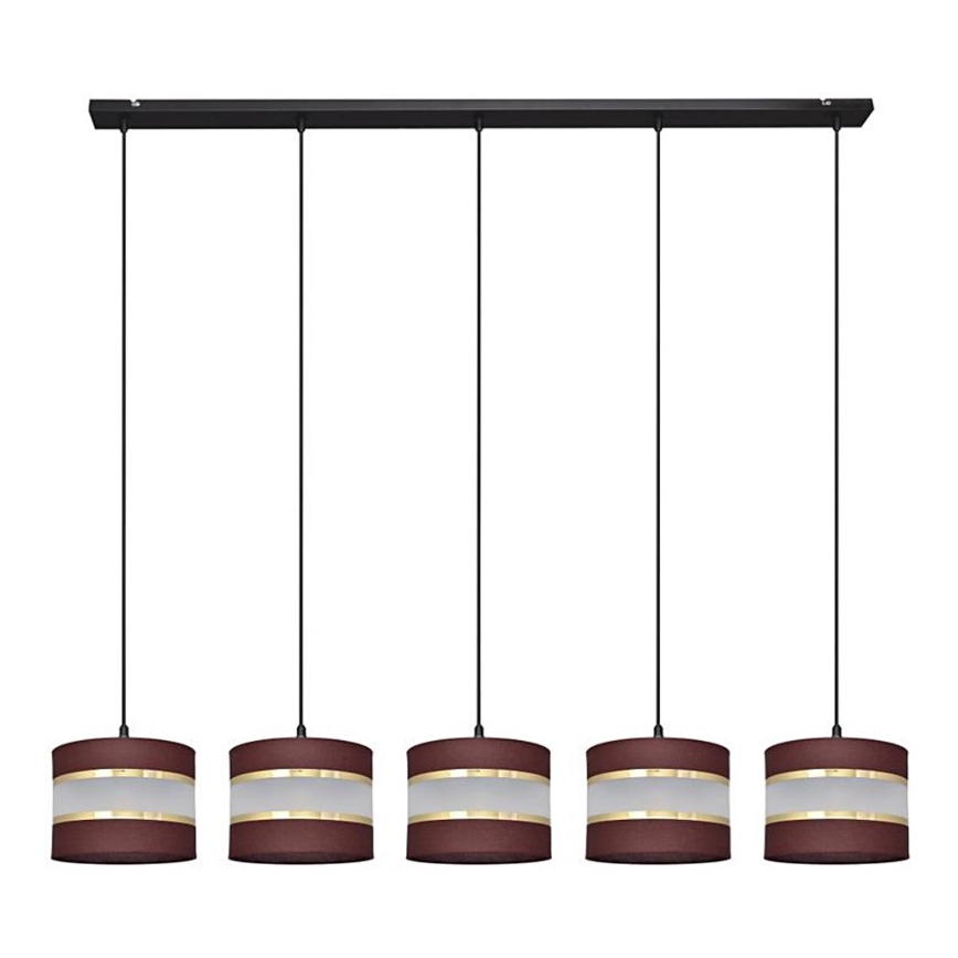 Lampadario a sospensione con filo HELEN 5xE27/15W/230V marrone/nero/oro