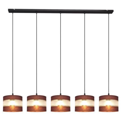 Lampadario a sospensione con filo HELEN 5xE27/15W/230V marrone/nero/oro