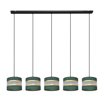 Lampadario a sospensione con filo HELEN 5xE27/15W/230V verde/oro