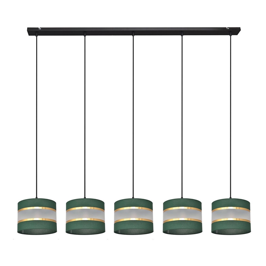 Lampadario a sospensione con filo HELEN 5xE27/15W/230V verde/oro