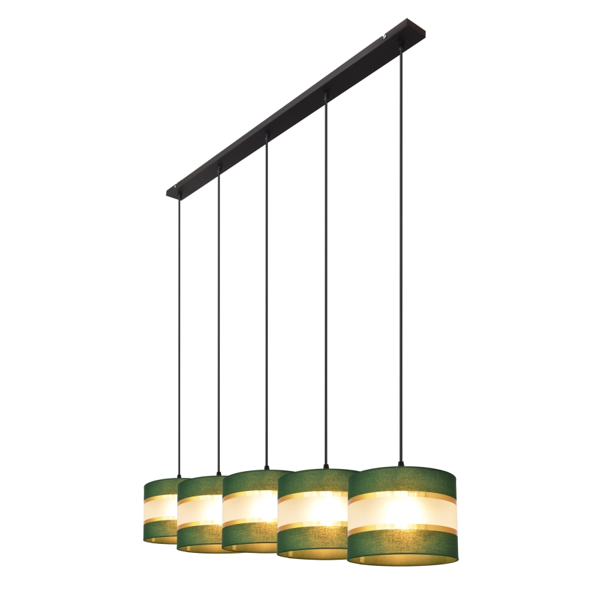 Lampadario a sospensione con filo HELEN 5xE27/15W/230V verde/oro