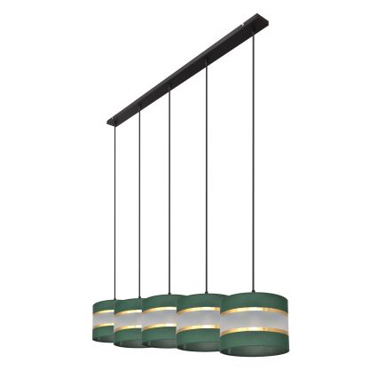 Lampadario a sospensione con filo HELEN 5xE27/15W/230V verde/oro