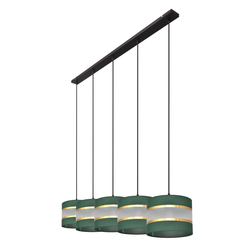 Lampadario a sospensione con filo HELEN 5xE27/15W/230V verde/oro