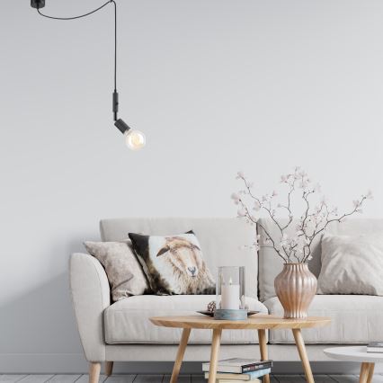 Lampadario a sospensione con filo INA 1xE27/42W/230V nero