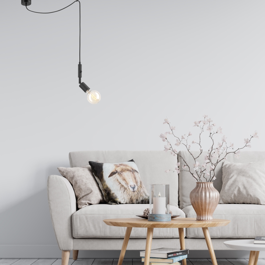 Lampadario a sospensione con filo INA 1xE27/42W/230V nero