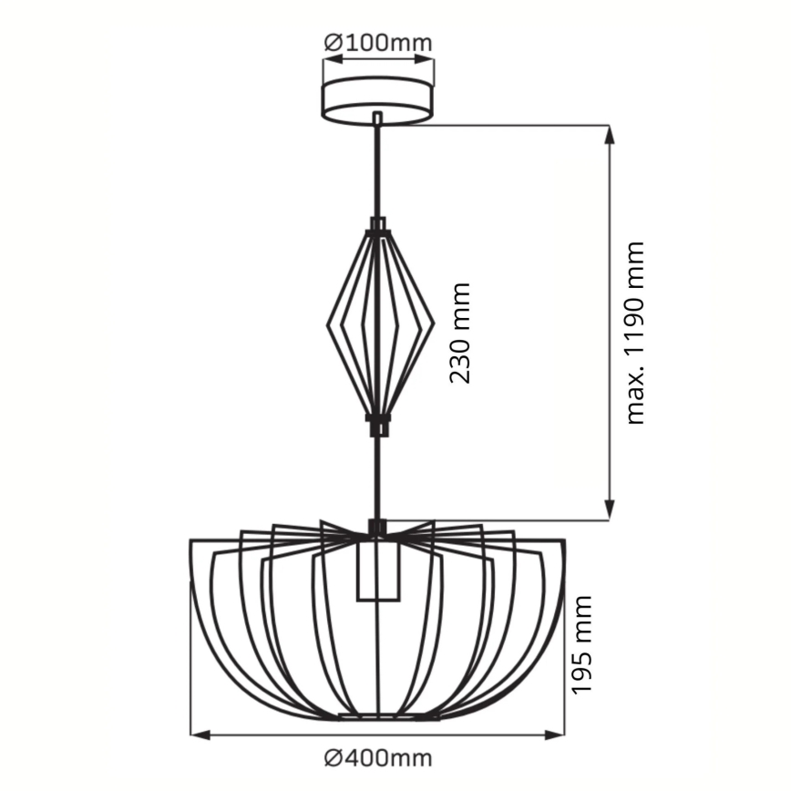 Lampadario a sospensione con filo JASMINA 1xE27/20W/230V diametro 40 cm oro