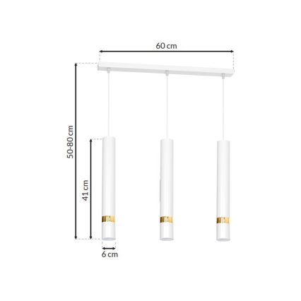Lampadario a sospensione con filo JOKER 3xGU10/25W/230V bianco