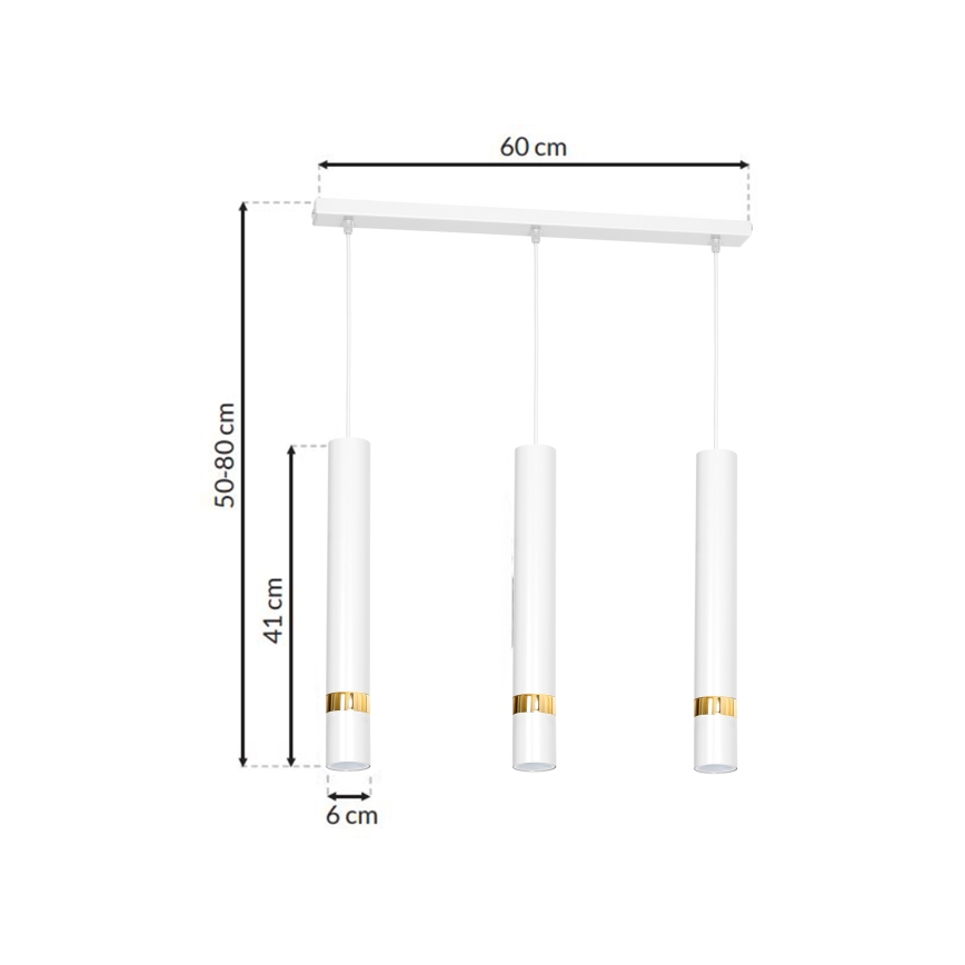 Lampadario a sospensione con filo JOKER 3xGU10/25W/230V bianco