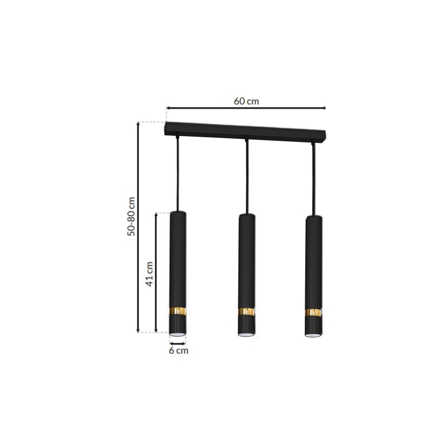 Lampadario a sospensione con filo JOKER 3xGU10/25W/230V nero