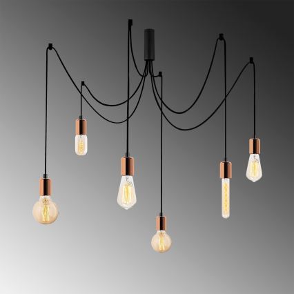 Lampadario a sospensione con filo KABLUNI 6xE27/100W/230V ragno