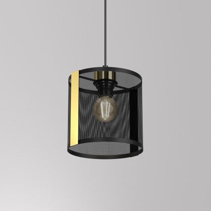 Lampadario a sospensione con filo KAGA 1xE27/60W/230V nero/oro