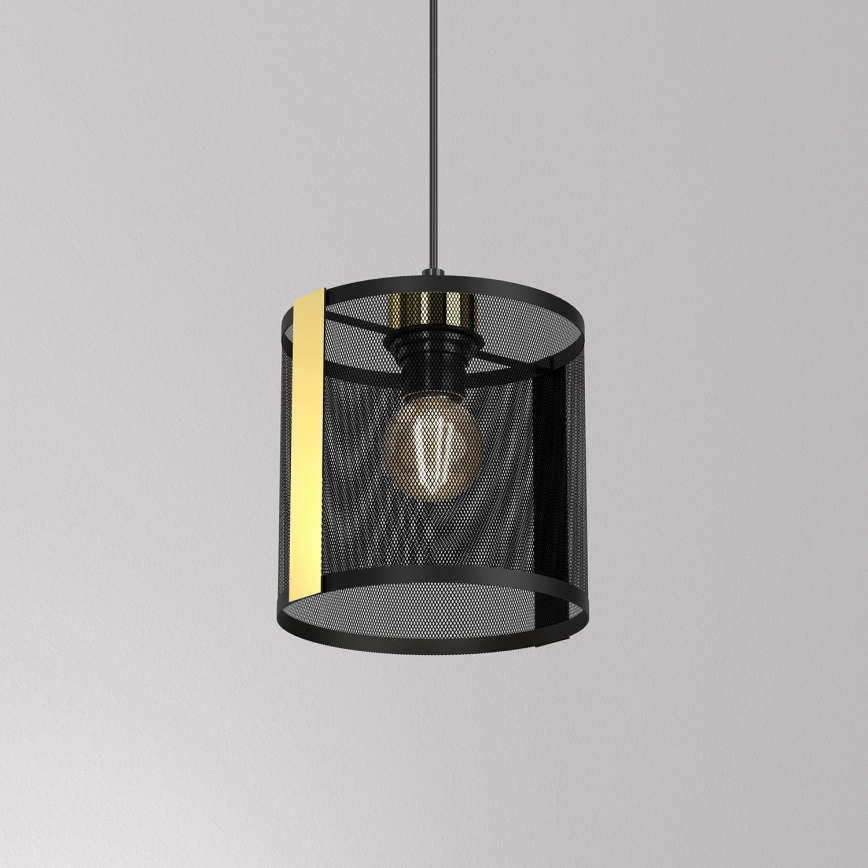 Lampadario a sospensione con filo KAGA 1xE27/60W/230V nero/oro