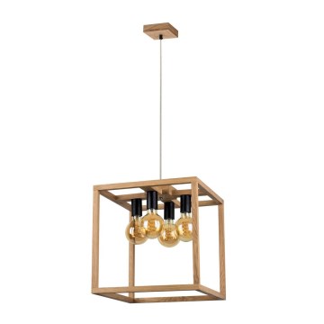Lampadario a sospensione con filo KAGO 4xE27/60W/230V quercia