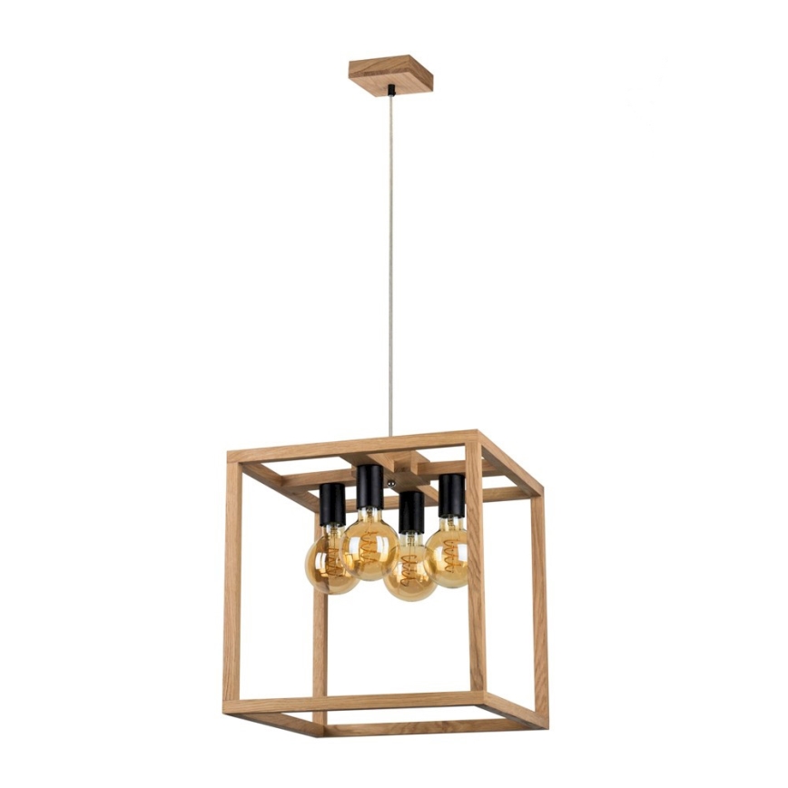 Lampadario a sospensione con filo KAGO 4xE27/60W/230V quercia