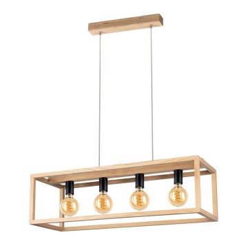 Lampadario a sospensione con filo KAGO 4xE27/60W/230V quercia opaco - certificato FSC