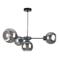 Lampadario a sospensione con filo KALIOPE 4xE27/60W/230V nero/fumé nero