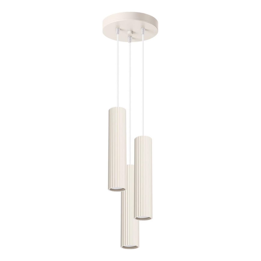 Lampadario a sospensione con filo KARBON 3xGU10/10W/230V color crema