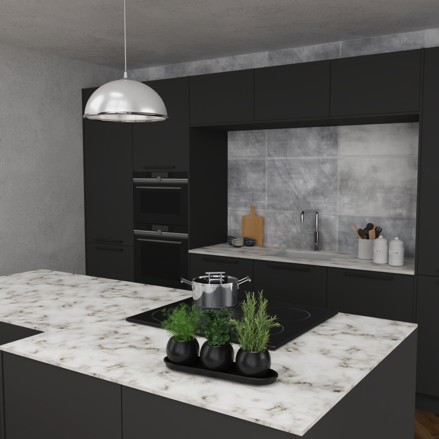 Lampadario a sospensione con filo KITCHEN 1xE27/15W/230V bianco/cromo lucido