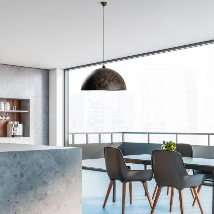 Lampadario a sospensione con filo KURE 1xE27/40W/230V diametro 60 cm grigio