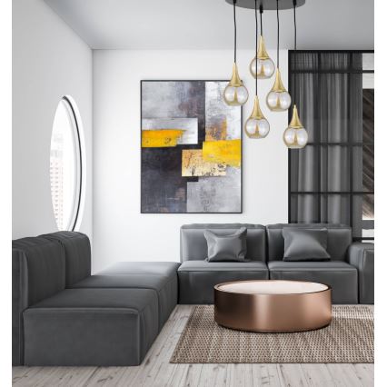 Lampadario a sospensione con filo LACRIMA HONEY 5xE27/60W/230V diametro 45 cm