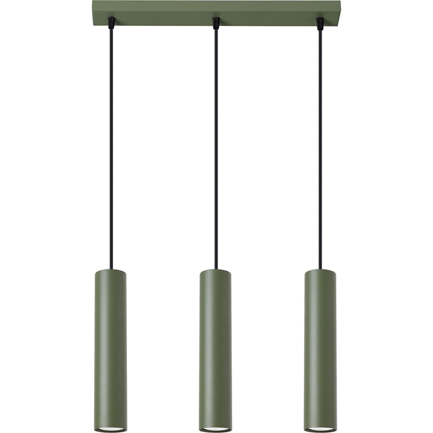 Lampadario a sospensione con filo LAGOS 3xGU10/10W/230V verde