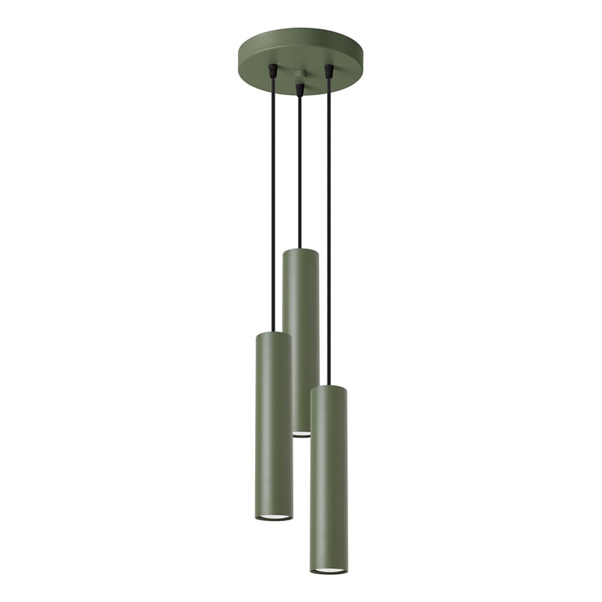Lampadario a sospensione con filo LAGOS 3xGU10/10W/230V verde